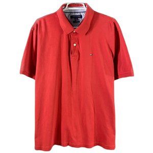 Tommy Hilfiger Red Regular XL Men Polo Golf Short Sleeve Classic 100% Cotton